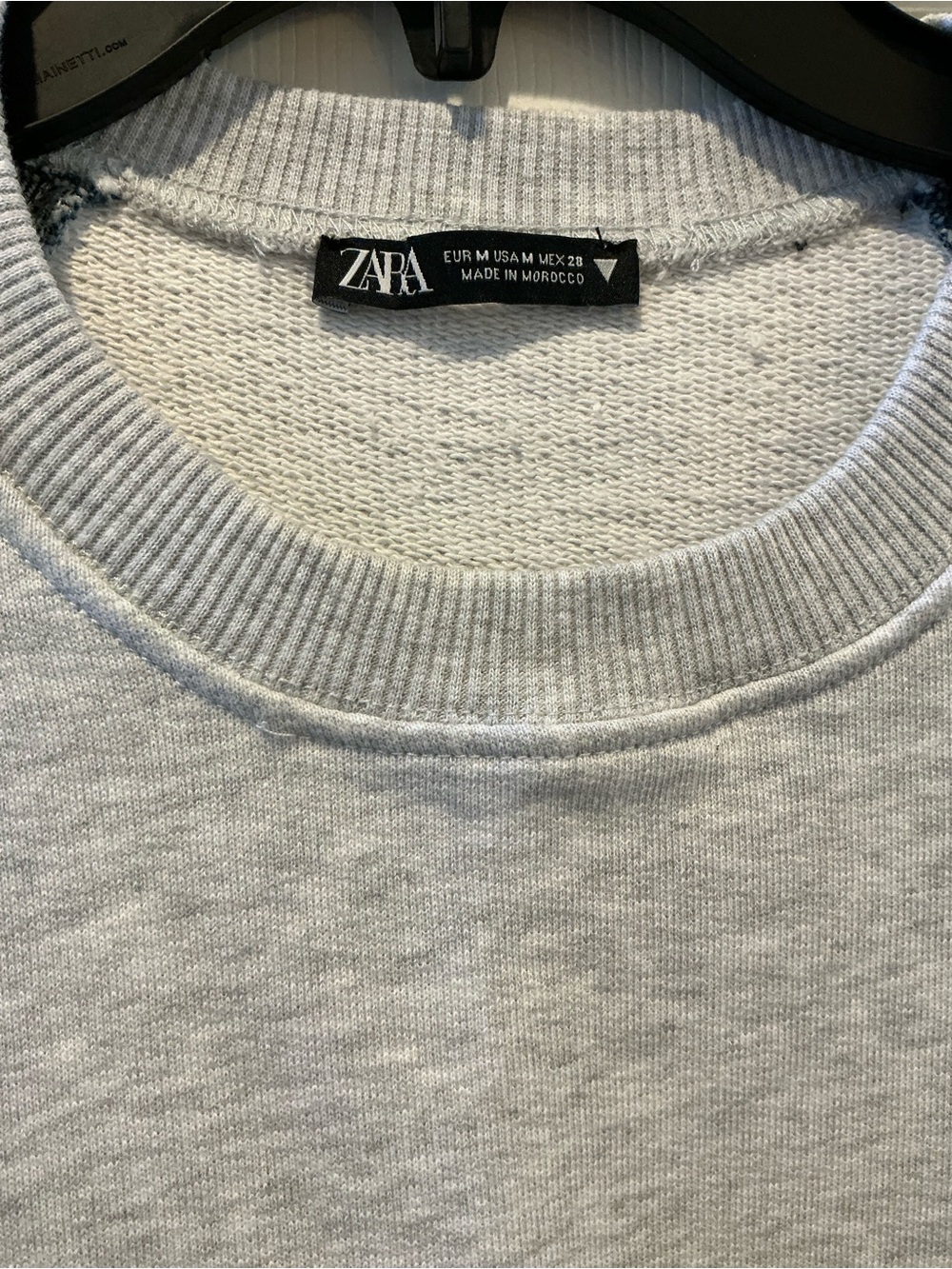 Zara Denim & Gray Oversized Slouchy Sweatshirt Chunky Streetwear Preppy SZ Med - Picture 4 of 13